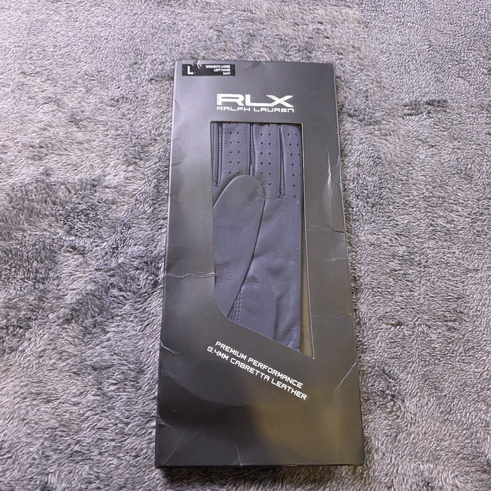 RLX Ralph Lauren Left Handed Leather Golf Glove Womens Large Navy